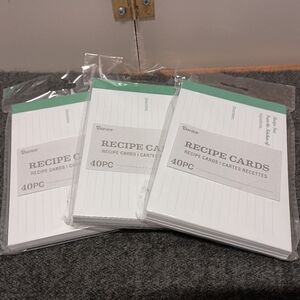 NWT Darice Basic Recipe Cards - 3 sets of 40, 4"x6"